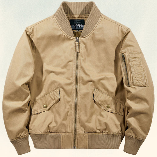 Herren Robuste Canvas-Bomberjacke im Pilotenstil mit Ärmeltasche und geripptem Saum Nord Taschen