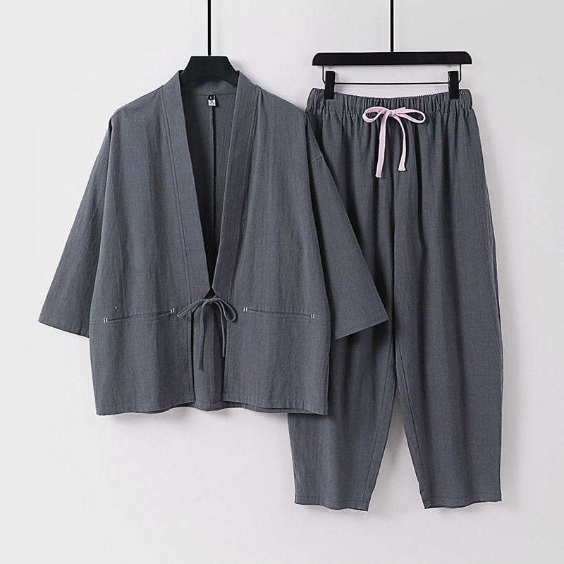 Unisex Kimono-Lounge-Set mit Kurzjacke und elastischer Kordelhose Nord Taschen