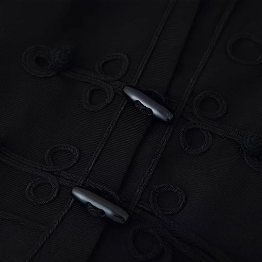 Damen Kurze militärisch inspirierte Jacke mit Knoten- und Kordelverschlüssen Nord Taschen