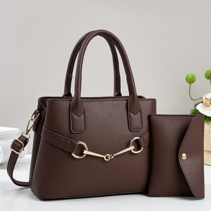 Damen strukturierte Handtasche mit eleganten Akzenten und abnehmbarer Clutch Nord Taschen