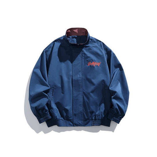Unisex Leichte Boxy-Blousonjacke mit Stehkragen, elastischen Bündchen und gesticktem Brustdetail Nord Taschen