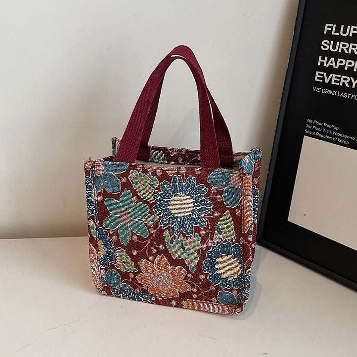 Damen Jute-Tragetasche mit floralem Design und praktischen Griffen Nord Taschen