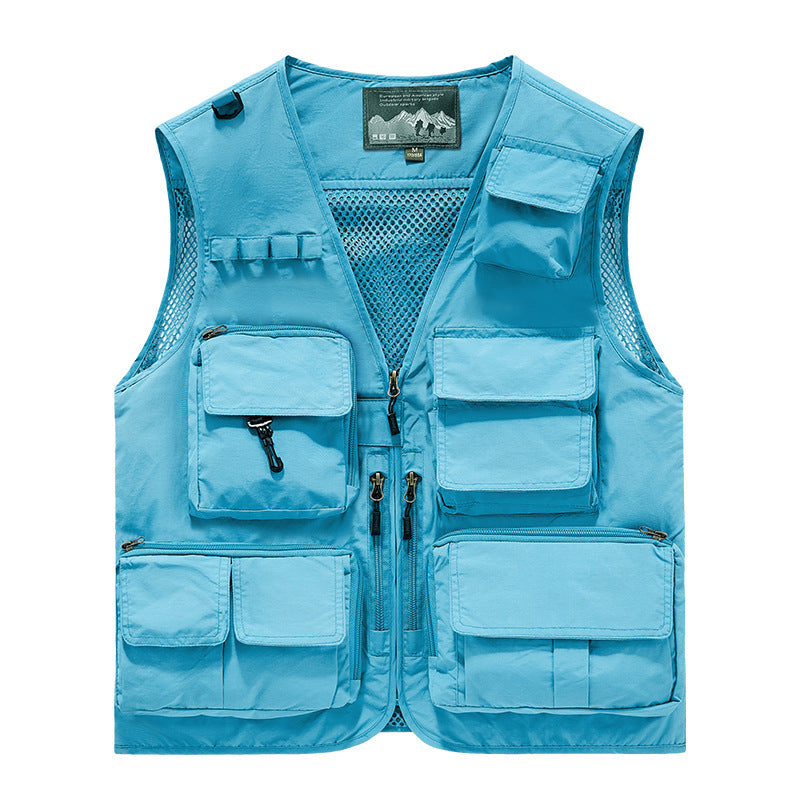 Herren Multifunktionale Outdoor‑Utilityweste mit Mesh‑Rücken, Mehrfach‑Fronttaschen und durchgehendem Reißverschluss Nord Taschen
