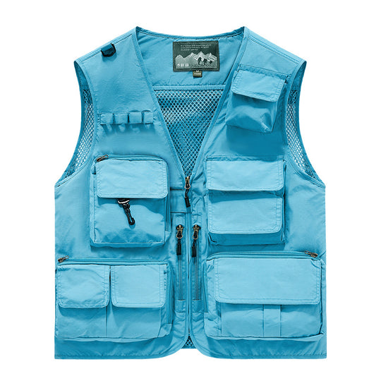 Herren Multifunktionale Outdoor‑Utilityweste mit Mesh‑Rücken, Mehrfach‑Fronttaschen und durchgehendem Reißverschluss Nord Taschen