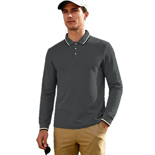 Herren Langärmeliges Performance-Golfpoloshirt mit Kontrastkragen Nord Taschen
