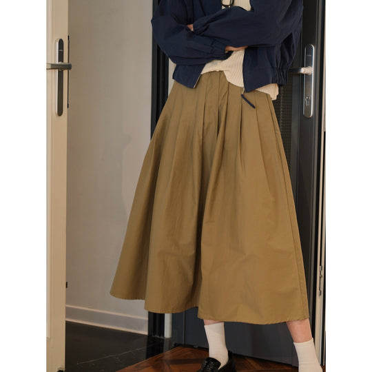 Damen Weit schwingender Midirock mit hoher Taille und soften Falten Nord Taschen