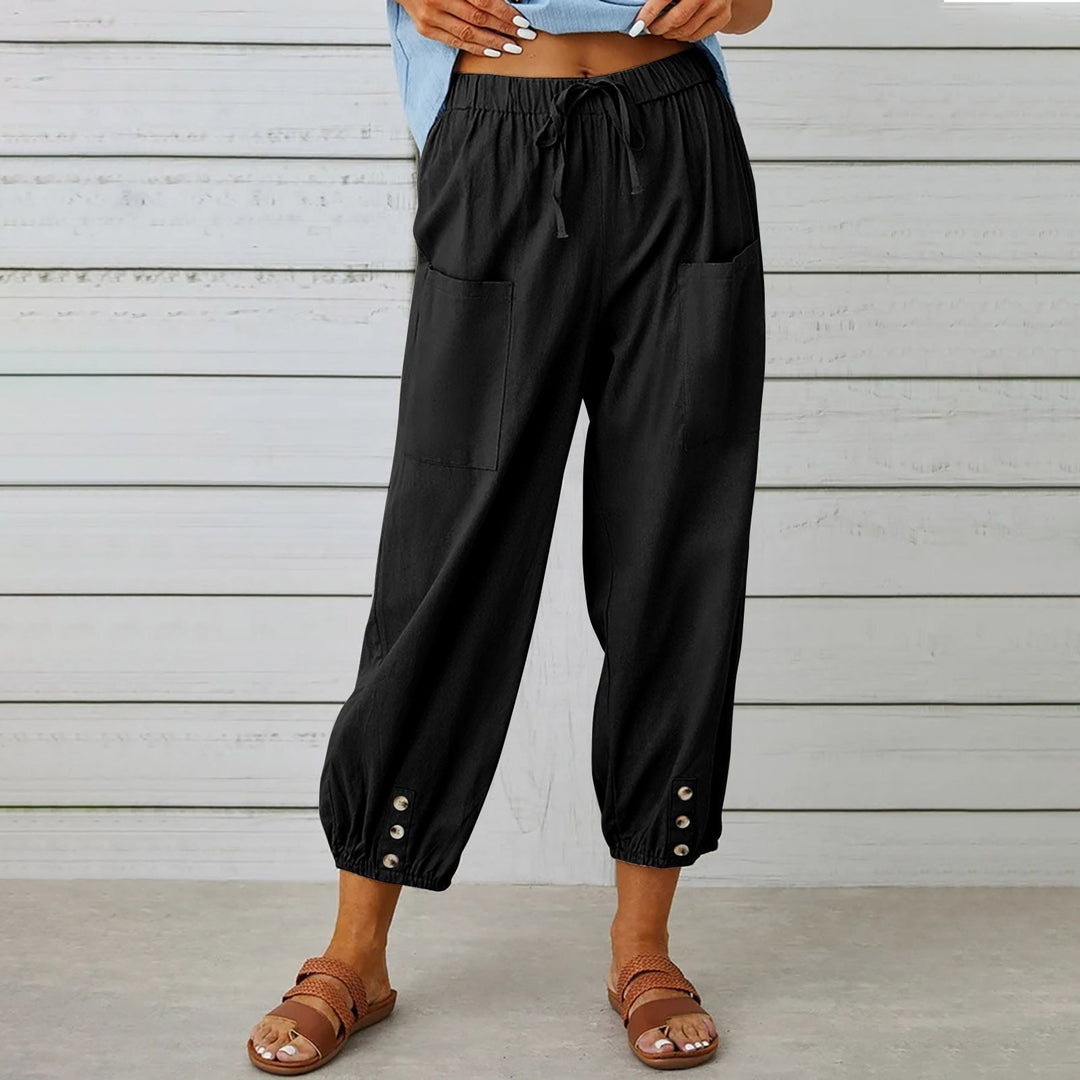 Damen modische Freizeit-Hose mit praktischen Taschen und elastischen Bündchen