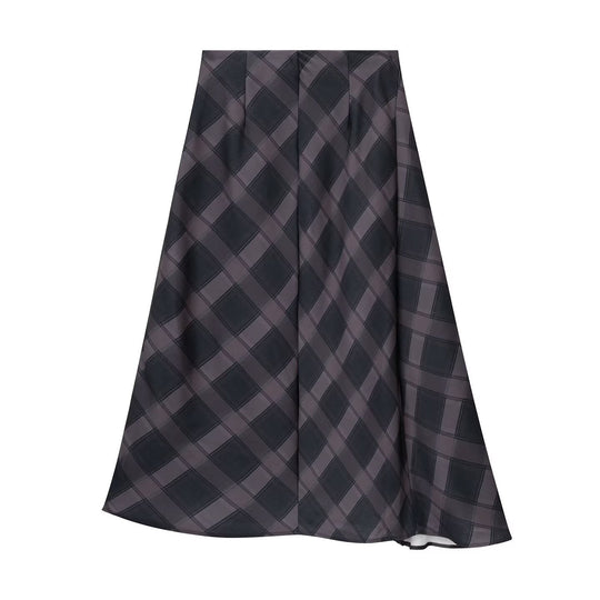 Damen Asymmetrischer Midirock mit Karomuster und ausgestellter A‑Linie Nord Taschen