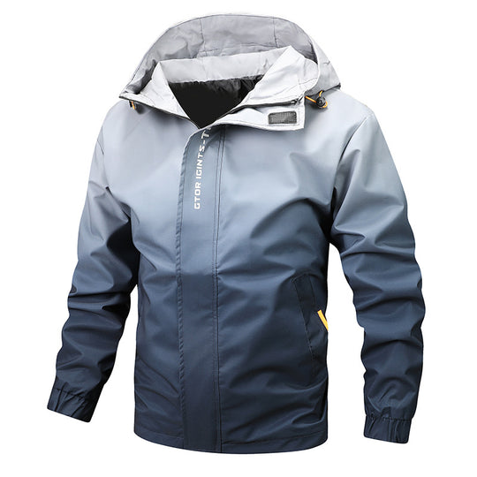 Herren Wasserabweisende Kapuzenjacke mit Farbverlauf, winddicht und atmungsaktiv Nord Taschen