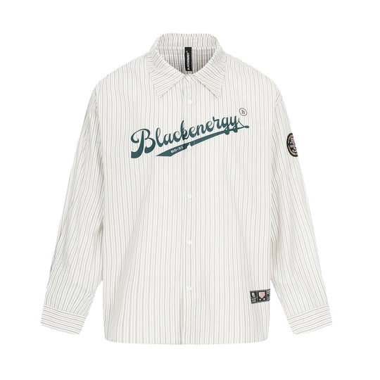 Herren Oversize-Hemdjacke im Baseball‑Inspired Stil mit Streifen, Logoprint und Abzeichenapplikationen Nord Taschen