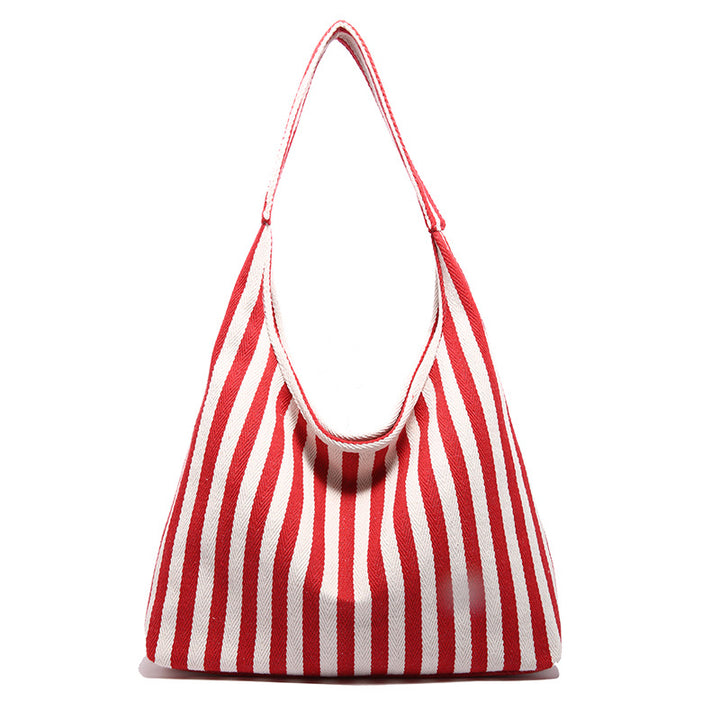 Damen Jute Tote Tasche mit stylisiertem Streifenmuster Nord Taschen