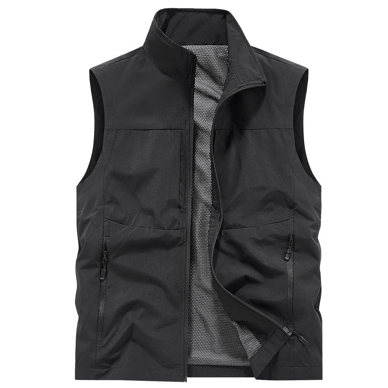 Herren Multifunktionale Outdoor-Weste mit winddichter Mikrofaser, Mesh-Innenfutter und verdeckten Reißverschlusstaschen Nord Taschen