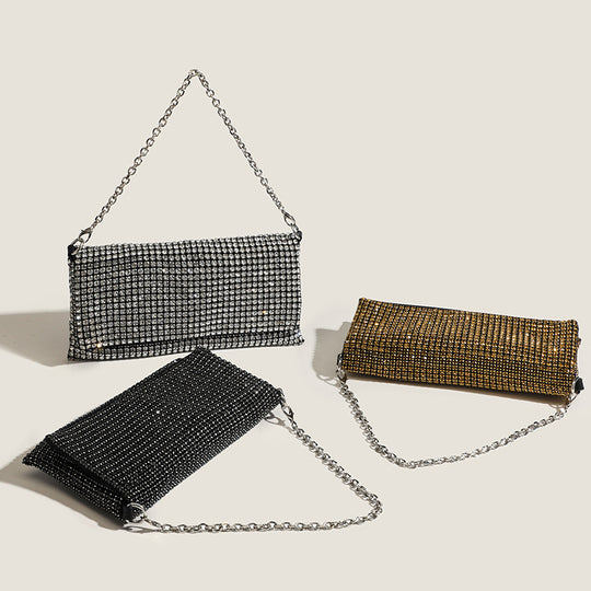 Damen Clutch mit funkelndem Strass und eleganter Kettenverzierung Nord Taschen