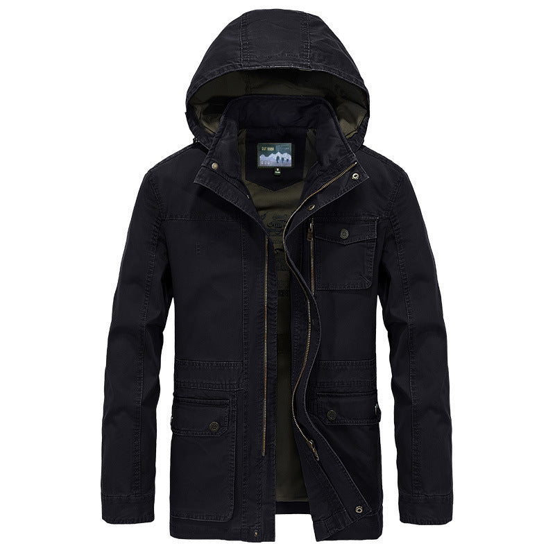 Herren robuste Canvas-Feldjacke mit Kapuze, Mehrfach-Taschen und verstärkten Nähten Nord Taschen