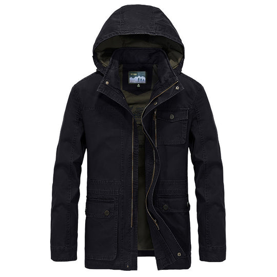 Herren robuste Canvas-Feldjacke mit Kapuze, Mehrfach-Taschen und verstärkten Nähten Nord Taschen