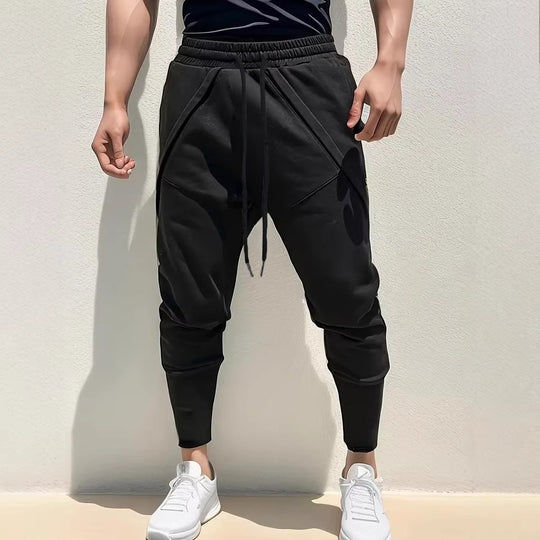 Herren Tapered-Jogginghose mit tiefem Schritt, elastischem Bund & diagonalgesetzten Taschen Nord Taschen