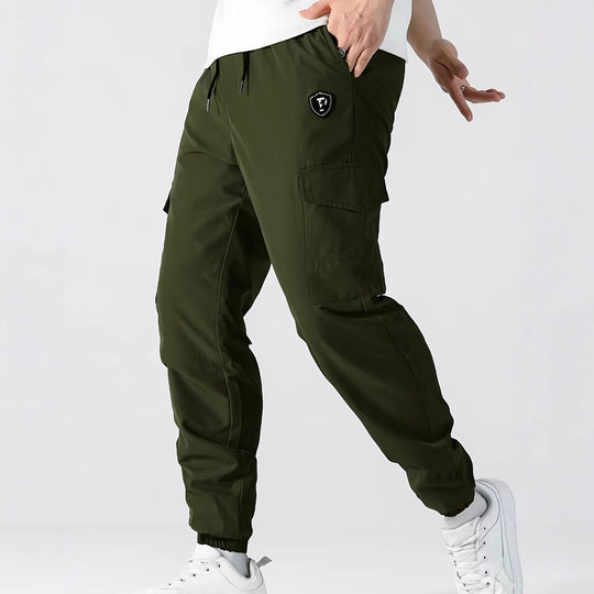Herren Utility-Cargohose im Joggerstil mit Tunnelzug, elastischem Bund & Klappentaschen Nord Taschen