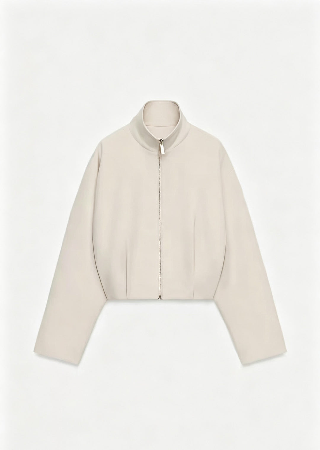 Damen Kurze Boxy-Jacke mit Stehkragen und sichtbarem Metallreißverschluss Nord Taschen