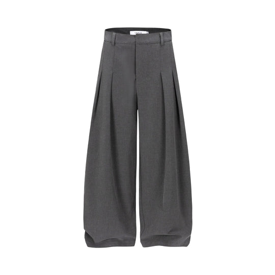 Damen Hochtaillierte weite Plissee-Hose mit Bügelfalte und Gürtelschlaufen Nord Taschen