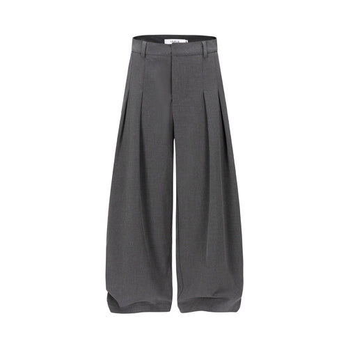 Damen Hochtaillierte weite Plissee-Hose mit Bügelfalte und Gürtelschlaufen Nord Taschen