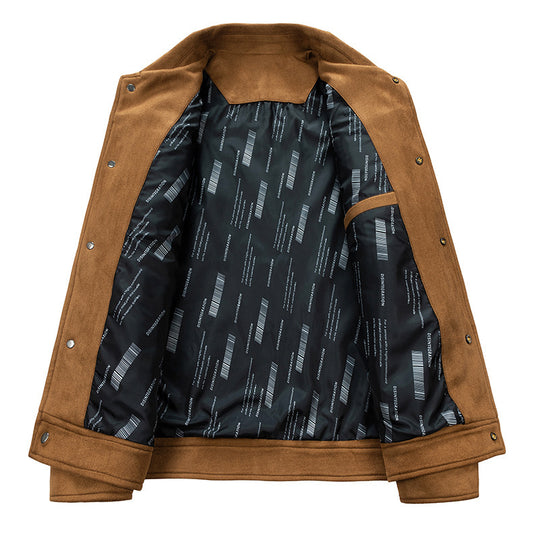 Herren Wildlederoptik Truckerjacke mit gesteppter Innenfütterung und Pattentaschen Nord Taschen