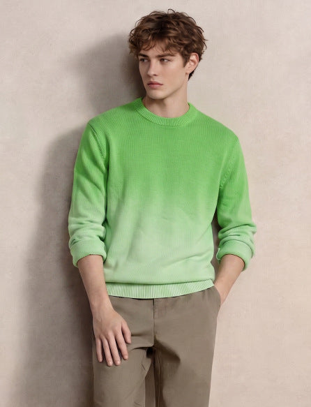 Herren Feinstrick-Pullover mit Dip-Dye-Effekt und Rundhalsausschnitt Nord Taschen
