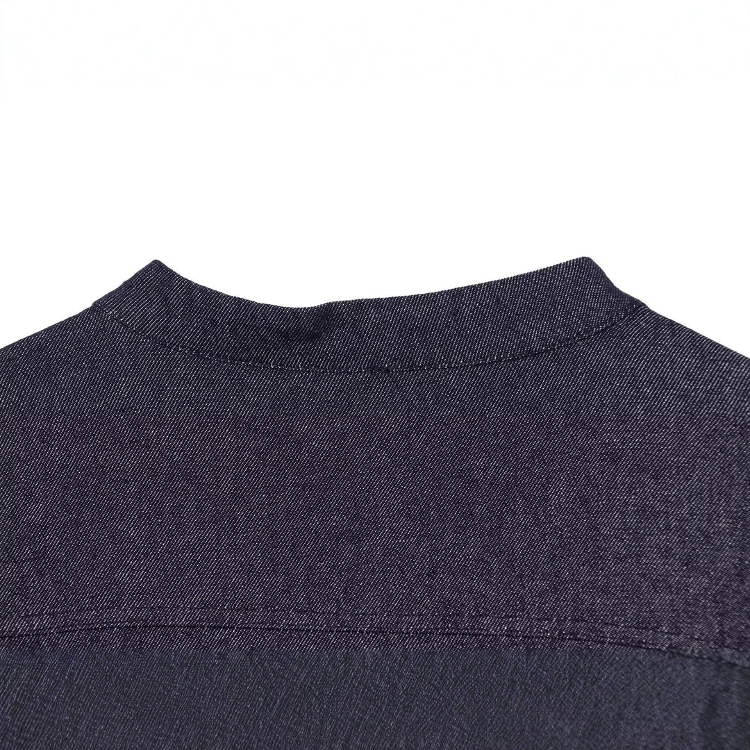 Damen Cropped Jeansjacke im China‑Stil mit Mandarinkragen und Knotenverschlüssen Nord Taschen