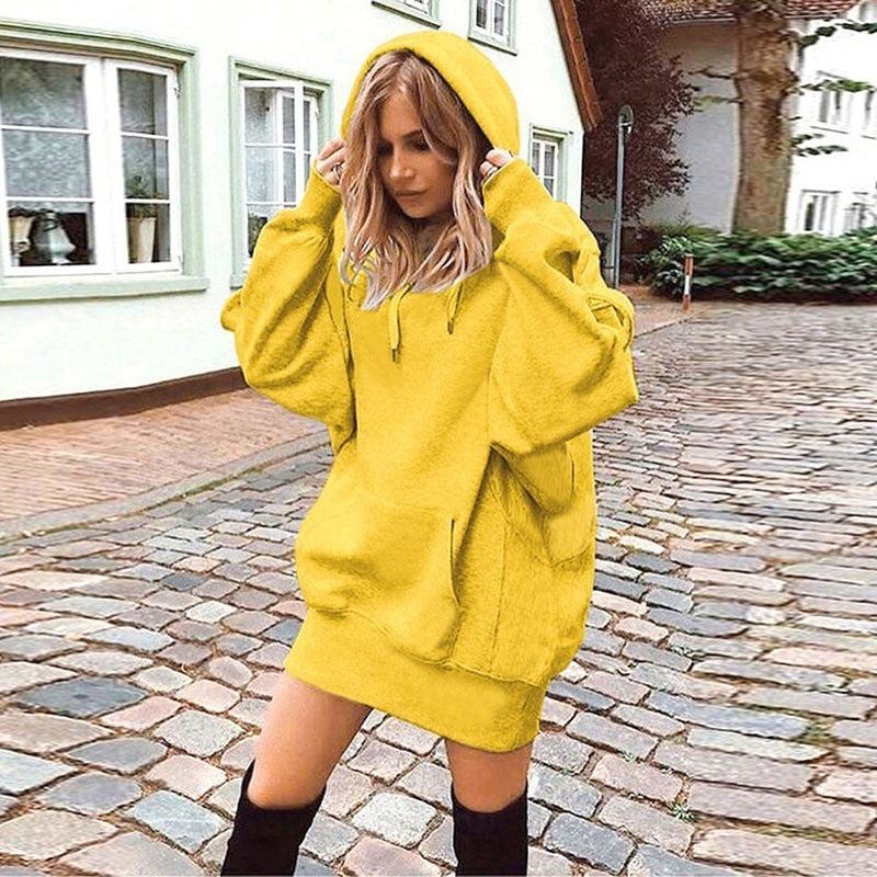 Damen Oversize Kapuzenkleid mit Kängurutasche Nord Taschen
