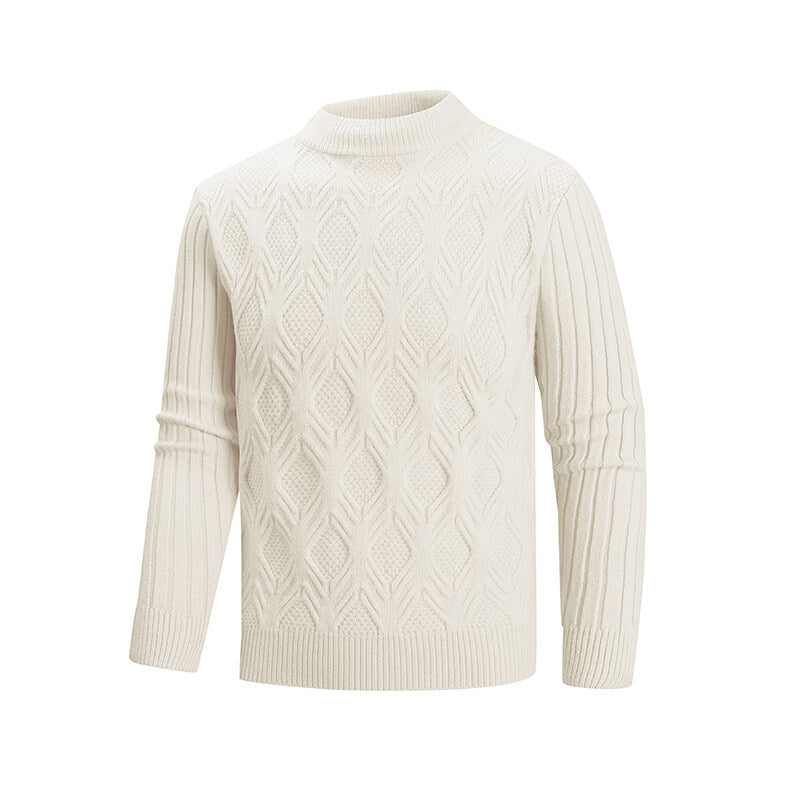 Herren Feiner Zopfmuster-Pullover mit kurzem Stehkragen und Raglanärmeln Nord Taschen