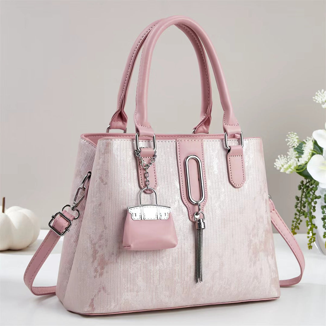 Damen elegante Handtasche mit strukturiertem Obermaterial und abnehmbarem Mini-Portemonnaie Nord Taschen