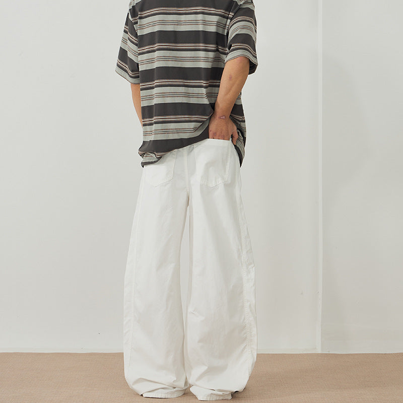 Herren Extraweite Baggy-Hose aus leichtem Baumwoll-Twill mit Tunnelzugsaum und Teilungsnähten Nord Taschen