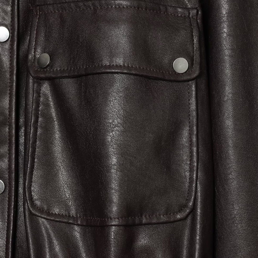 Damen Kurzjacke im Oversized-Look aus Kunstleder mit Tunnelzugtaillierung Nord Taschen