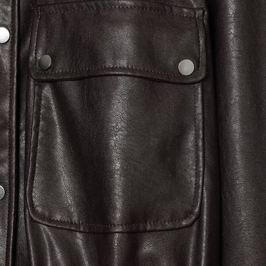 Damen Kurzjacke im Oversized-Look aus Kunstleder mit Tunnelzugtaillierung Nord Taschen