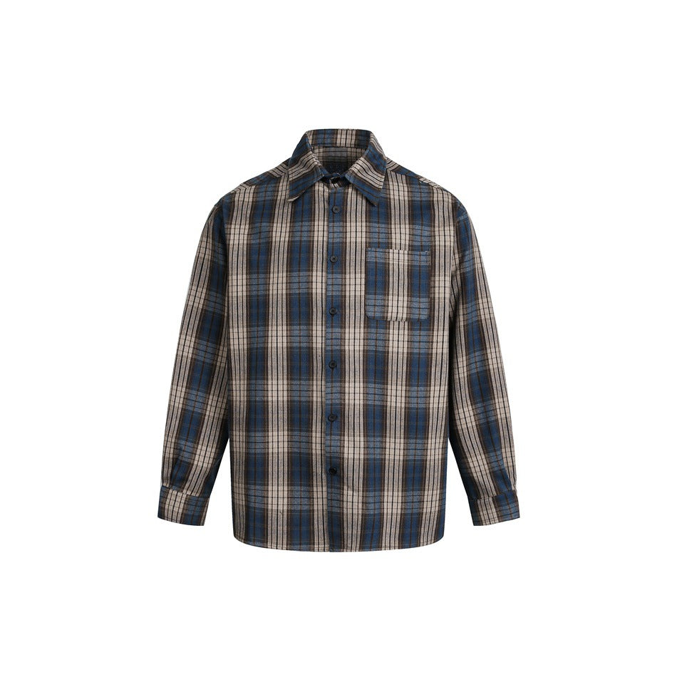 Herren Boxy-Flanell-Hemdjacke mit Karo-Jacquard und aufgesetzter Brusttasche Nord Taschen