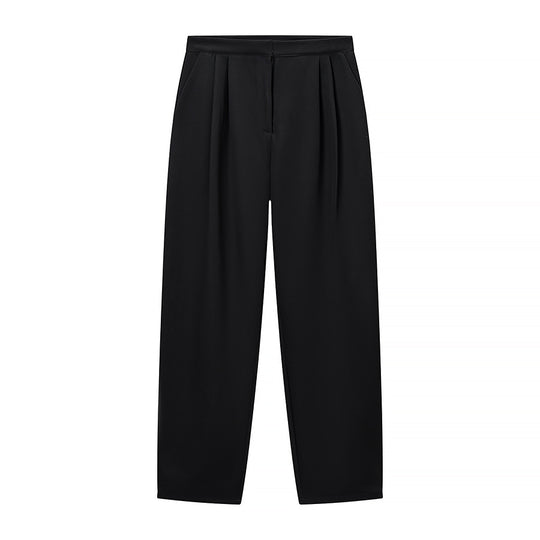 Damen Zweiteiliges Ensemble mit taillierter Kurzjacke im Mandarinstil und hochtaillierter Plisseehose Nord Taschen