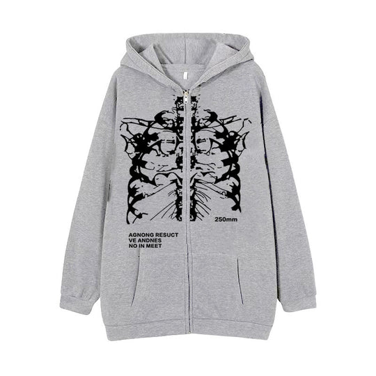 Damen nan Kapuzenjacke mit durchgehendem Reißverschluss und Rippenherz-Print Nord Taschen