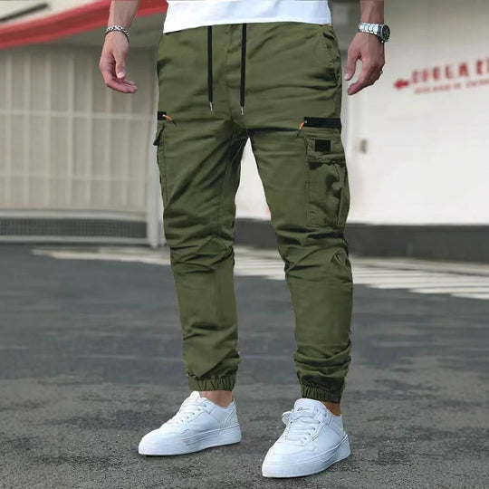 Herren Tapered Cargohose im Joggerstil mit Elastikbund, Tiefer Schritt‑Tasche & Reißverschlusstaschen Nord Taschen