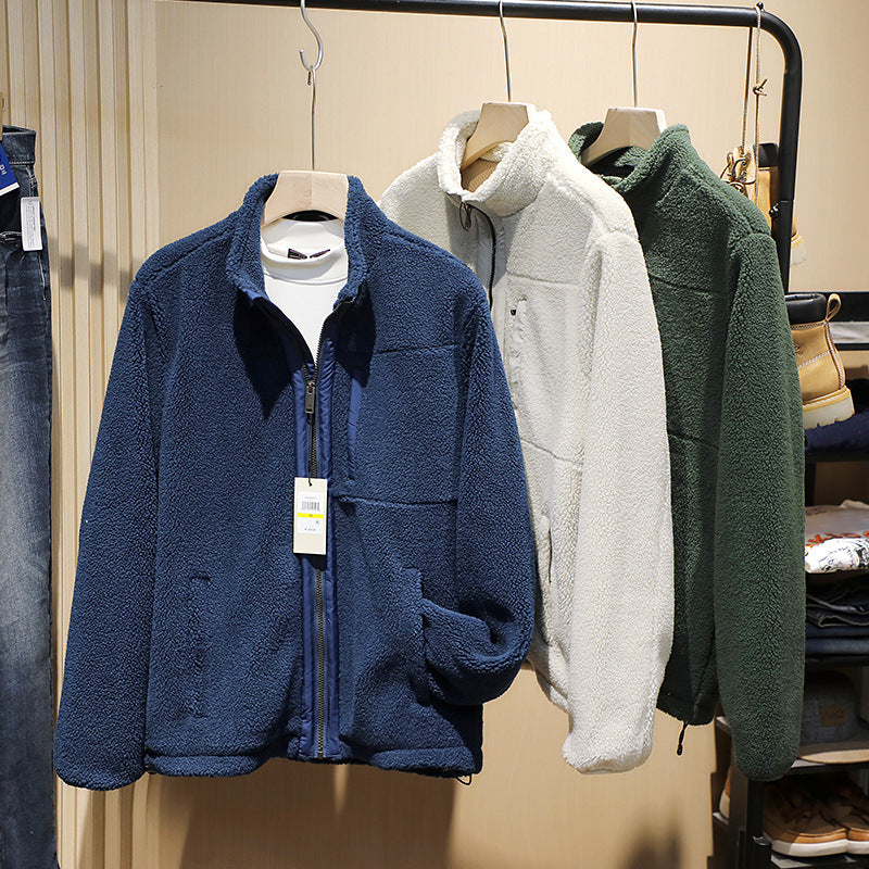 Herren Teddy-Fleecejacke mit Stehkragen, durchgehendem Reißverschluss und Brusttasche Nord Taschen