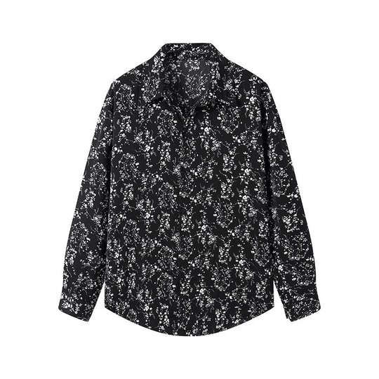 Damen Langärmliges Hemd mit floralem Allover-Print und klassischem Kragen Nord Taschen