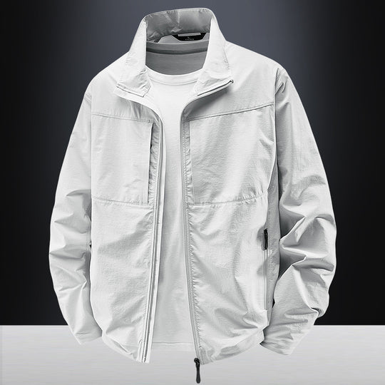 Herren Leichte urbane Windjacke mit Stehkragen, wasserabweisender Gewebemischung und verdeckten Reißverschlüssen Nord Taschen