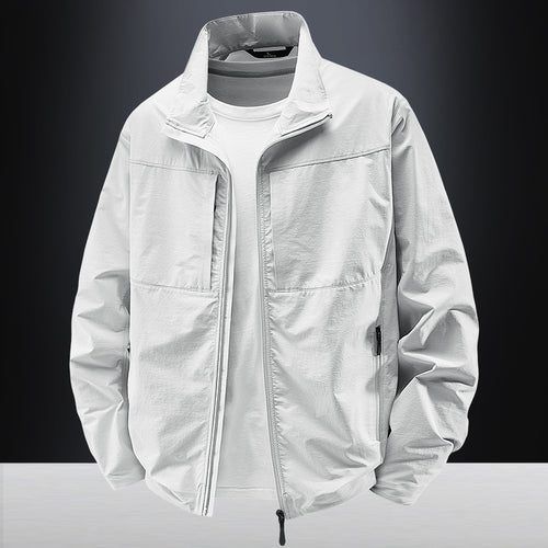 Herren Leichte urbane Windjacke mit Stehkragen, wasserabweisender Gewebemischung und verdeckten Reißverschlüssen Nord Taschen