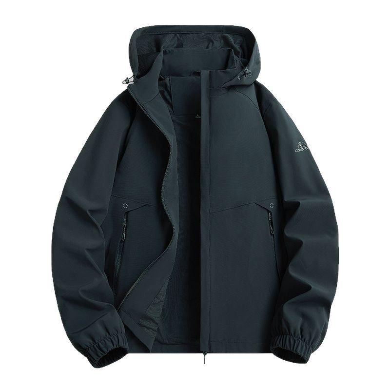 Herren Kapuzen-Softshellblouson im urbanen Minimalstil mit verdecktem Reißverschluss Nord Taschen