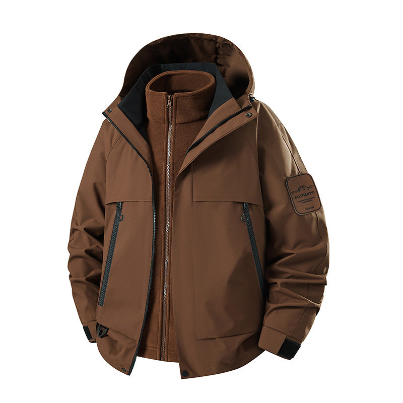 Herren multifunktionale Wasserfeste Softshell-Regenjacke mit abnehmbarer Fleece-Innenjacke Nord Taschen