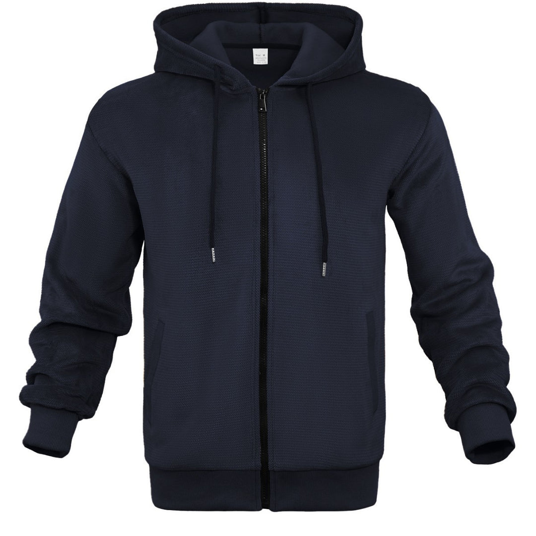 Herren Strukturiertes Kapuzen-Sweatshirt mit Vollzip, Seitentaschen und Rippbündchen Nord Taschen