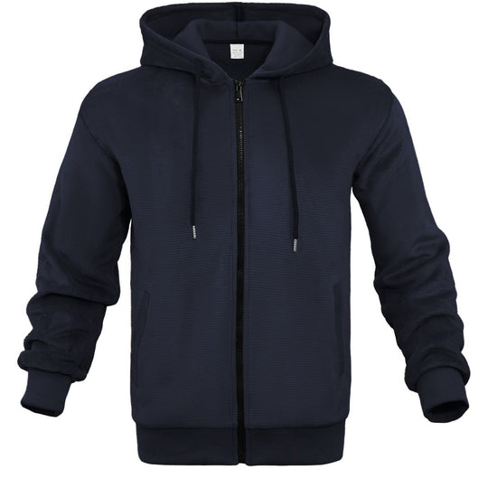 Herren Strukturiertes Kapuzen-Sweatshirt mit Vollzip, Seitentaschen und Rippbündchen Nord Taschen