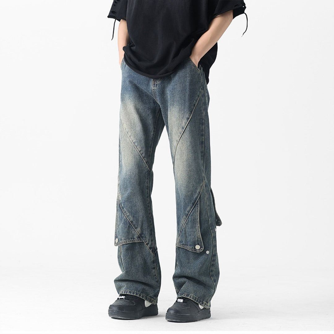Herren Modische Baggy-Jeans mit kreativen Nähten Nord Taschen