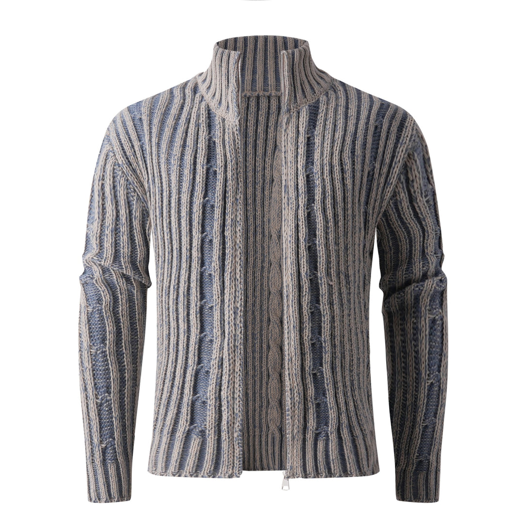Herren Strickcardigan mit Zopfmuster, Stehkragen und durchgehendem Reißverschluss Nord Taschen