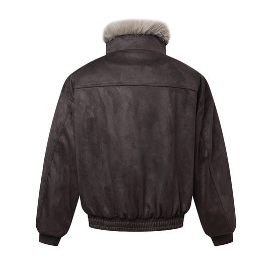 Herren Bomberjacke im Aviator‑Look mit Kunstfellbesatz und Schnallenkragen Nord Taschen