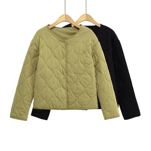 Damen Steppjacke ohne Kragen mit kastiger Silhouette und tonaler Wellensteppung Nord Taschen