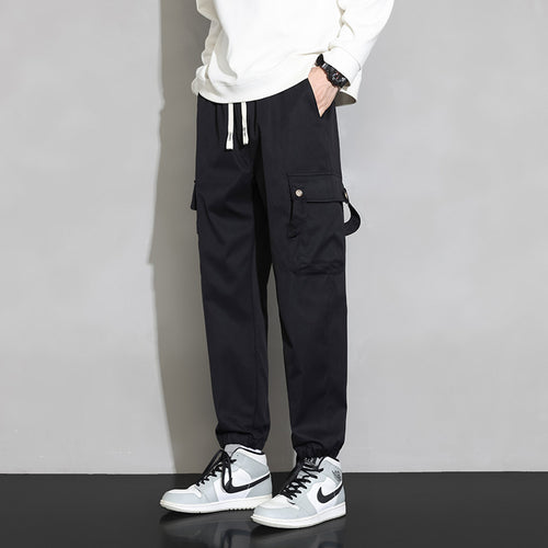 Herren Lockere Utility-Cargohose mit Kordelzug, Elastikbündchen und Multifunktionstaschen Nord Taschen